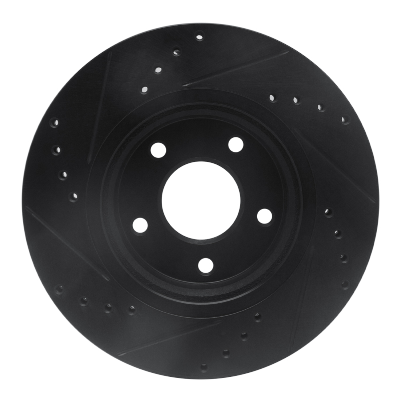 Nissan Rogue Brake Rotor (1) - Front Right - R1 Concepts - Drilled & Slotted - Black - `14-`23